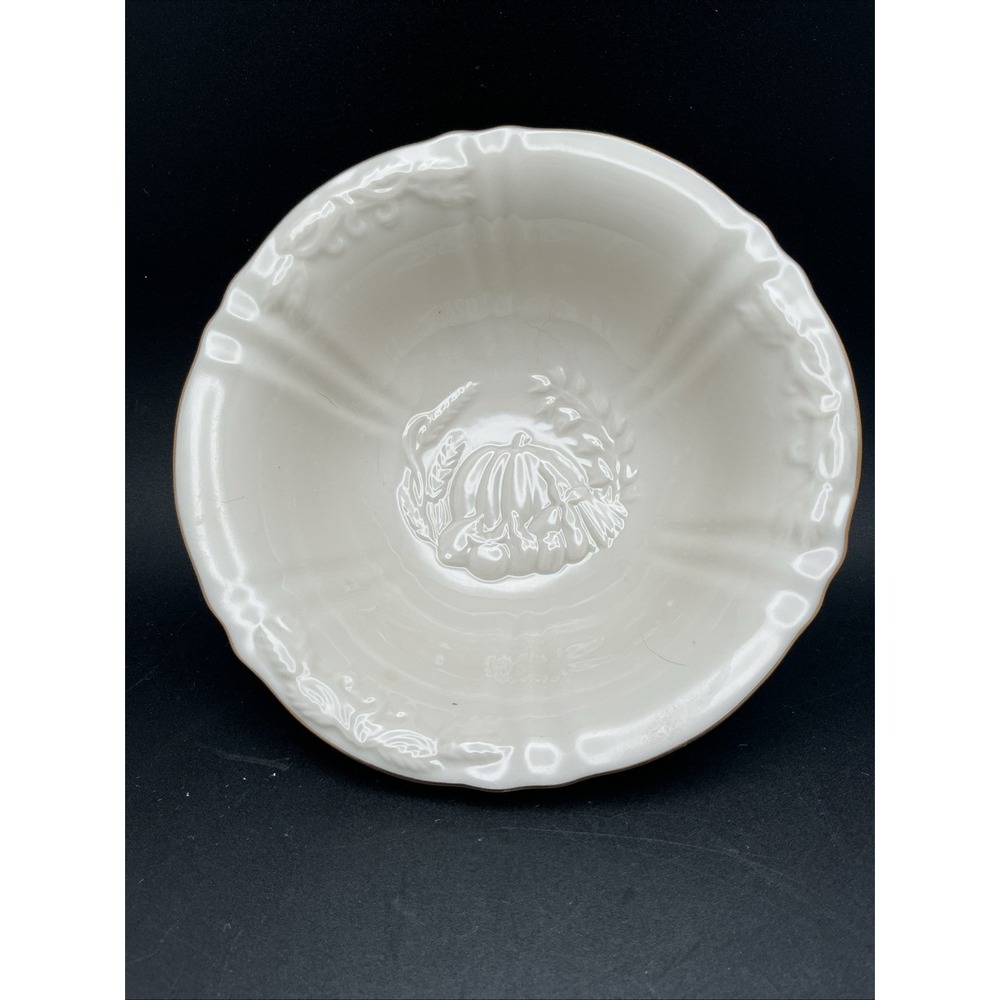 Vintage Lenox China‎ Harvest 6" Small Bowl, Pumpkins & Wheat, 24K Gold Rimmed